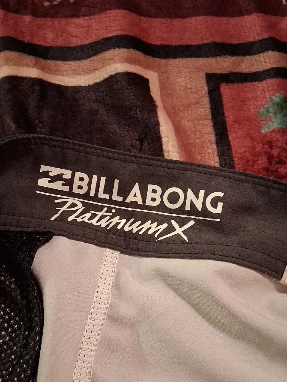 Billabong Men’s Navy, Light Blue & Orange Striped Board Shorts